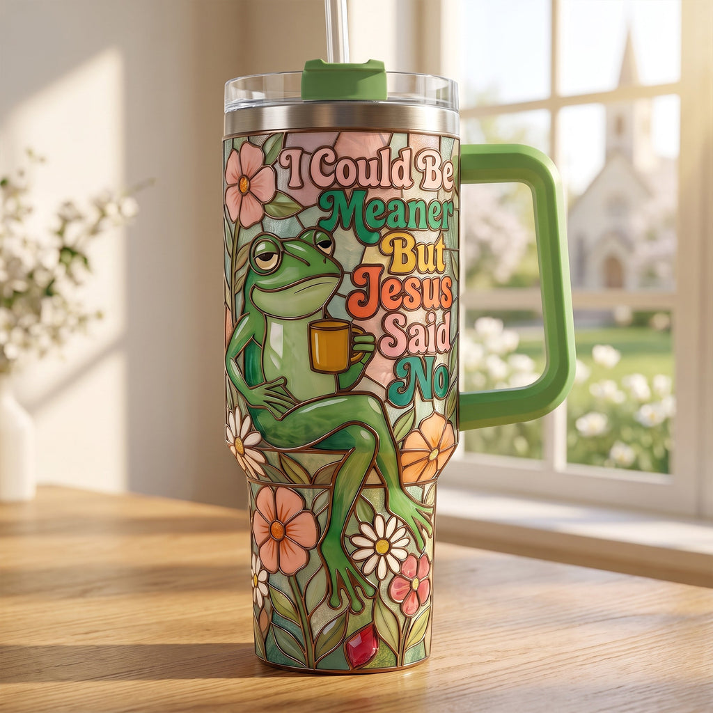 Jesus Mean Frog Tumbler With Handle - Personalized Gifts For Christian 01PAQN170726