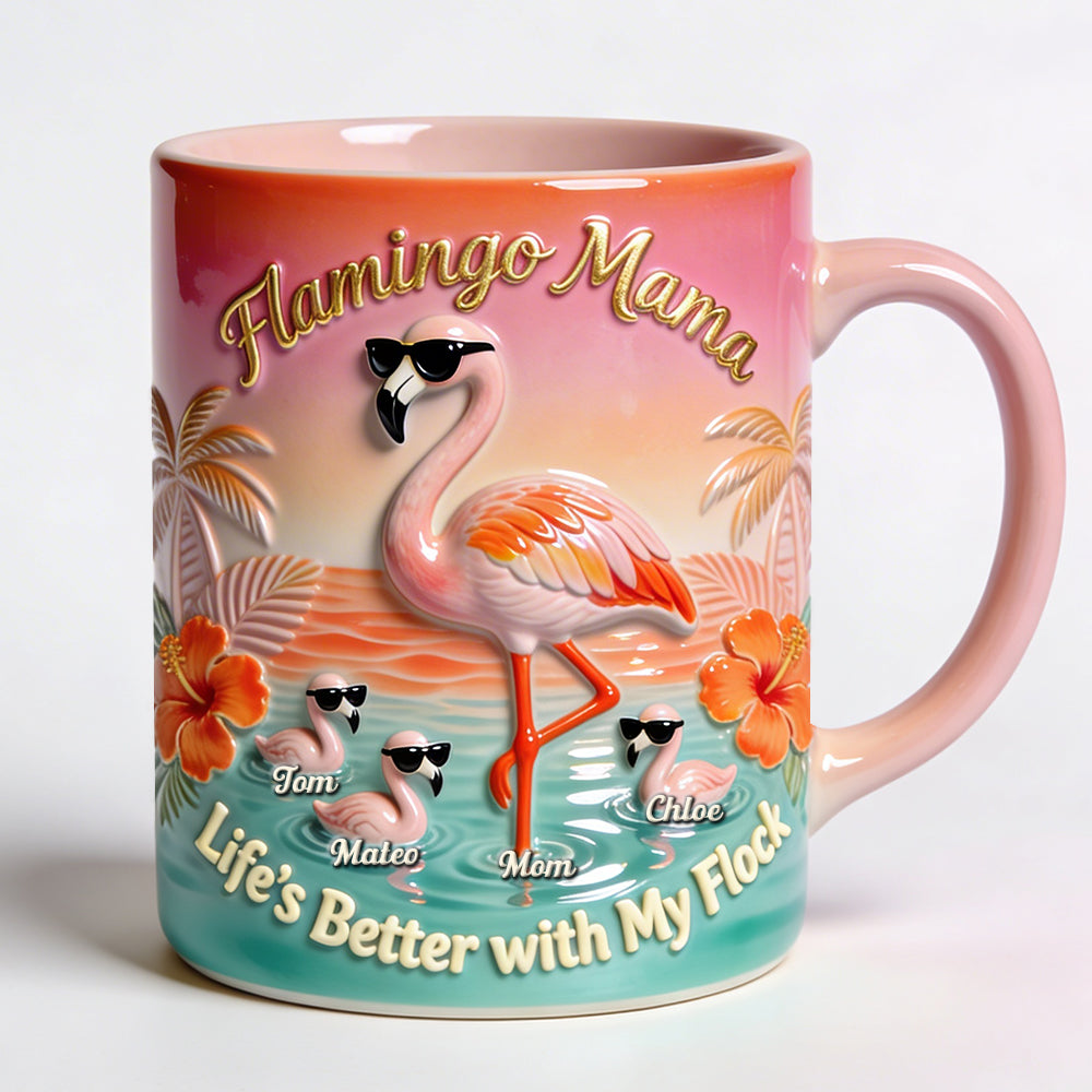 Flamingo Mom With Kids Accent Mug - Personalized Gifts For Mom 01pgdt040326