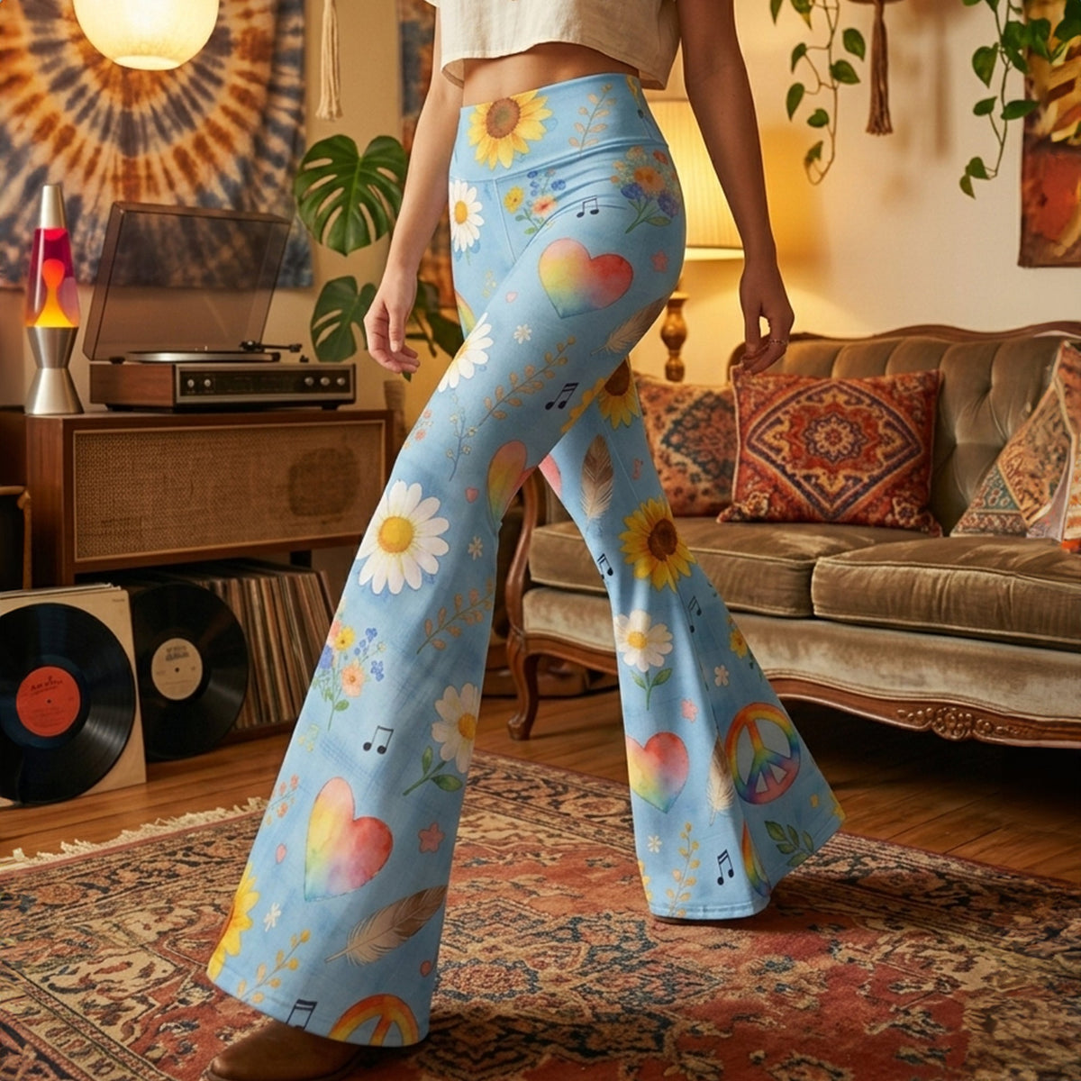 Hippie Peace Flare Leggings - Gifts For Hippie Lovers 05PGLU200326
