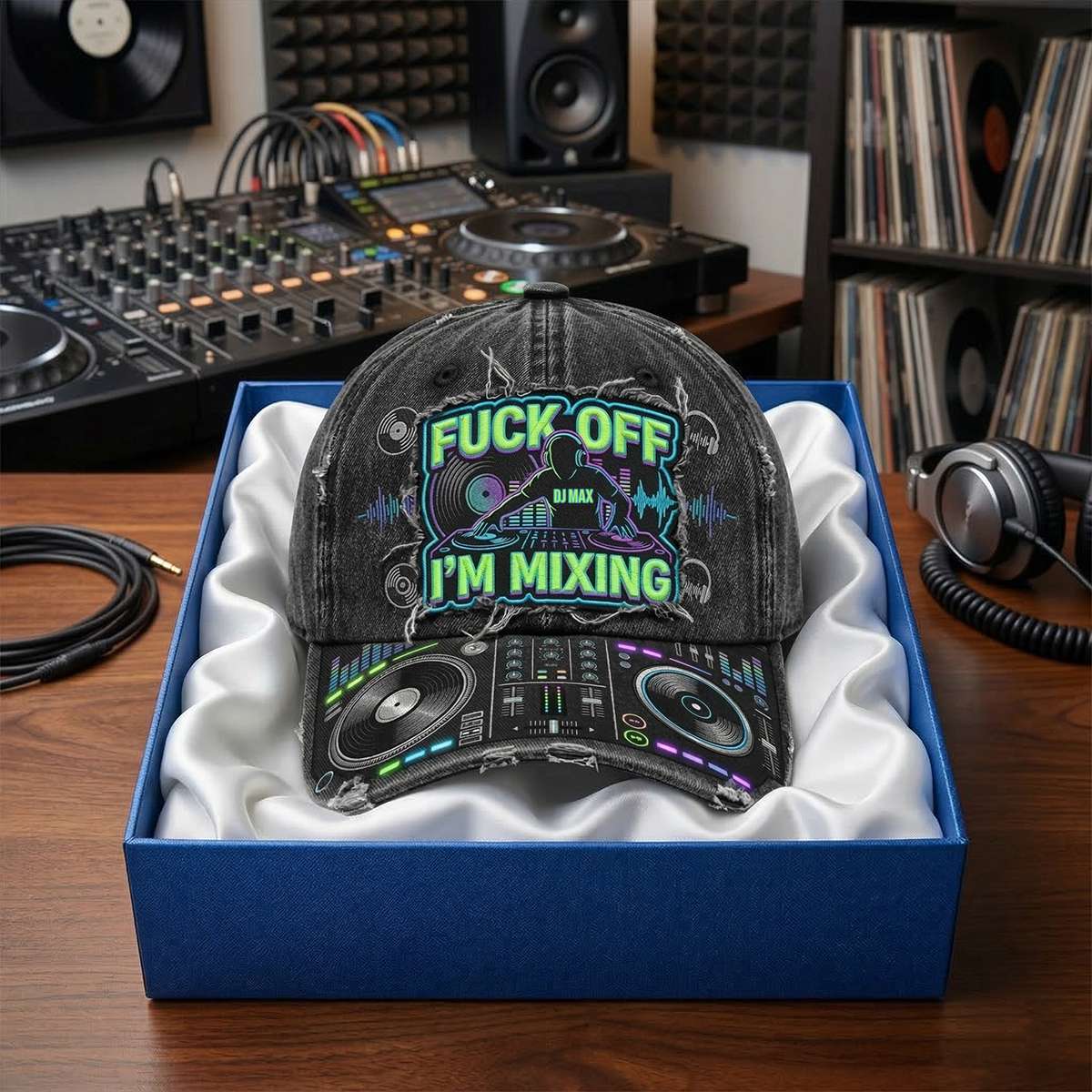 DJ Turntable Graphic Cap - Personalized Gift For Music Lovers 04NATN170326