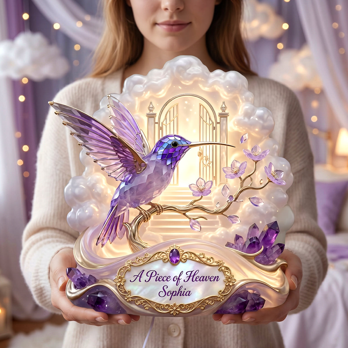 Memorial Hummingbird Acrylic Light Box - Personalized Gifts For Memorial 02tydh090626