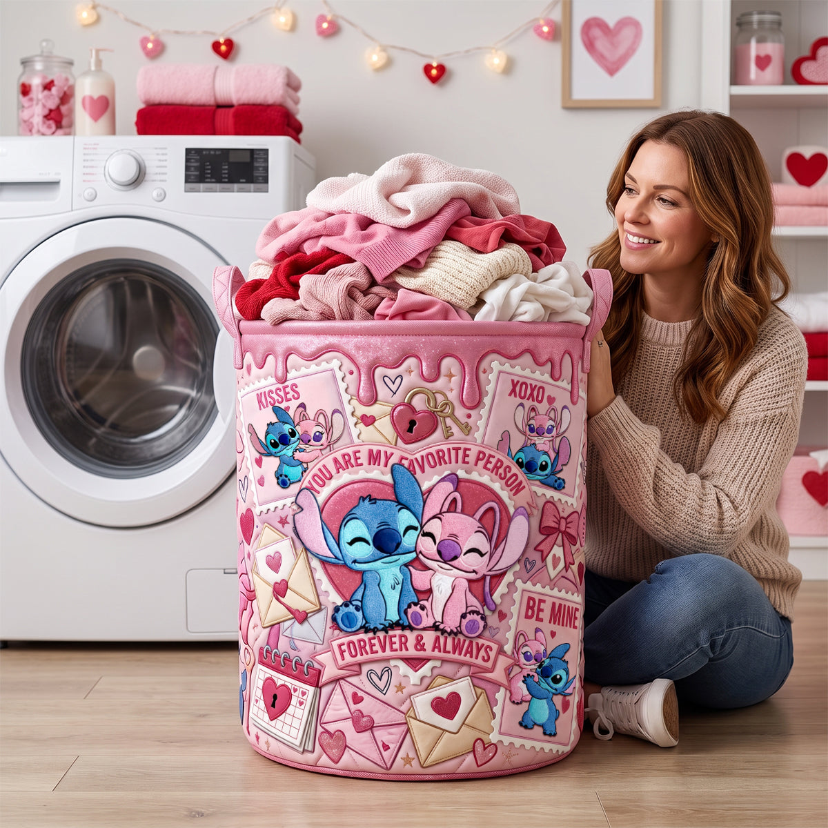 My Favorite One - Personalized Gifts For Couple Quilted Laundry Basket 03PADH110726