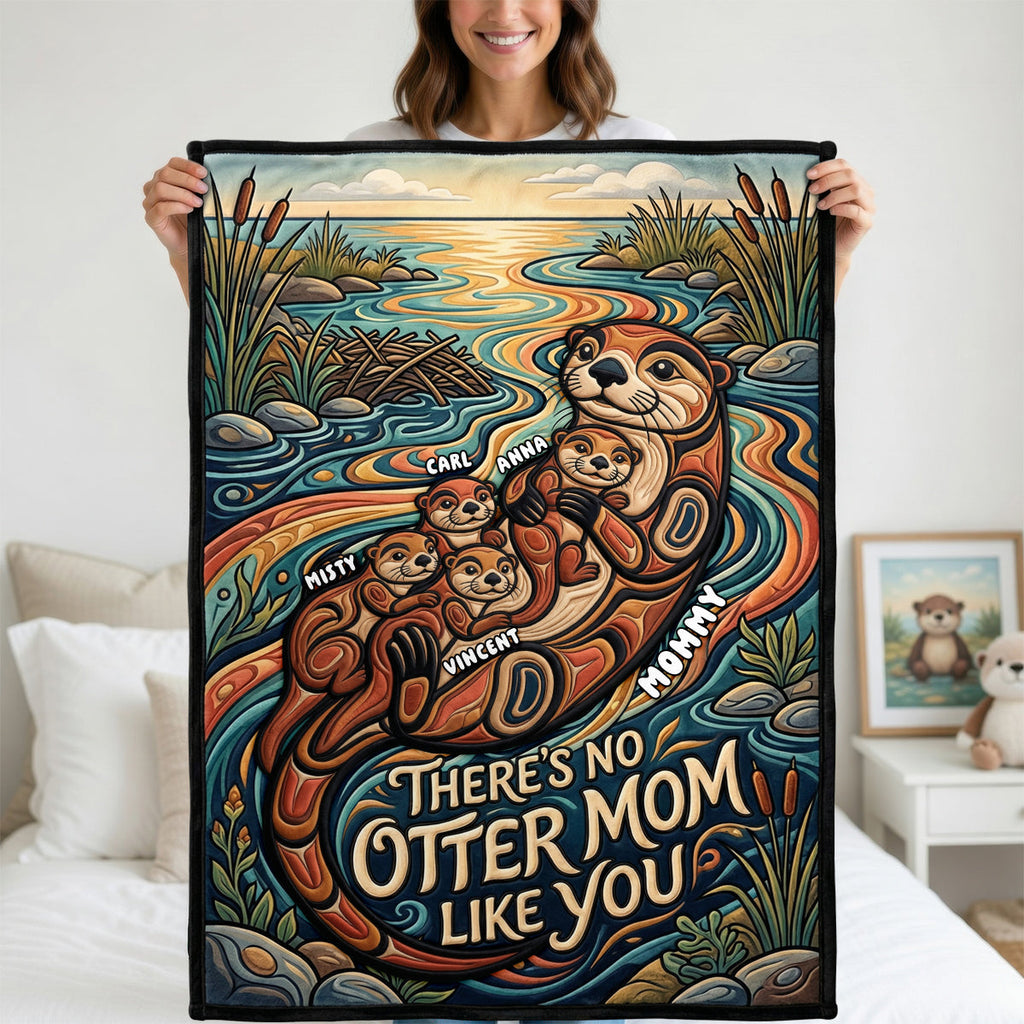 Sweet Otter Mom Blanket - Personalized Gifts For Moms 02PADH110426