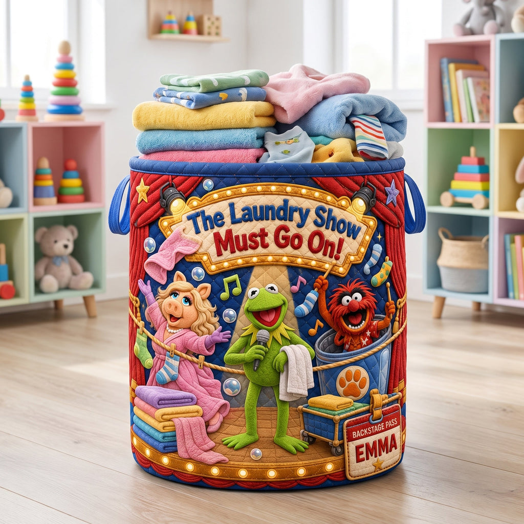 The Laundry Must Go On Quilted Laundry Basket - Personalized Gifts 03haqn180726