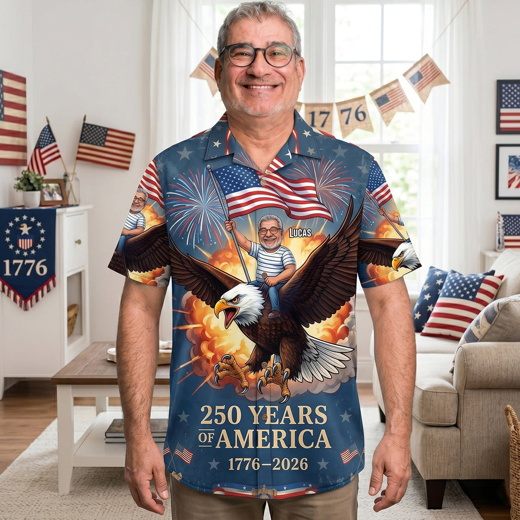 Custom Photo Free Ride With American Eagle Hawaiian Shirt, Personalized Gifts For Patriots 04qhtn300526
