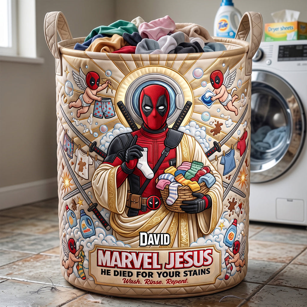 He Died For Your Stains Quilted Laundry Basket - Personalized Gifts For Christians 04patn110726
