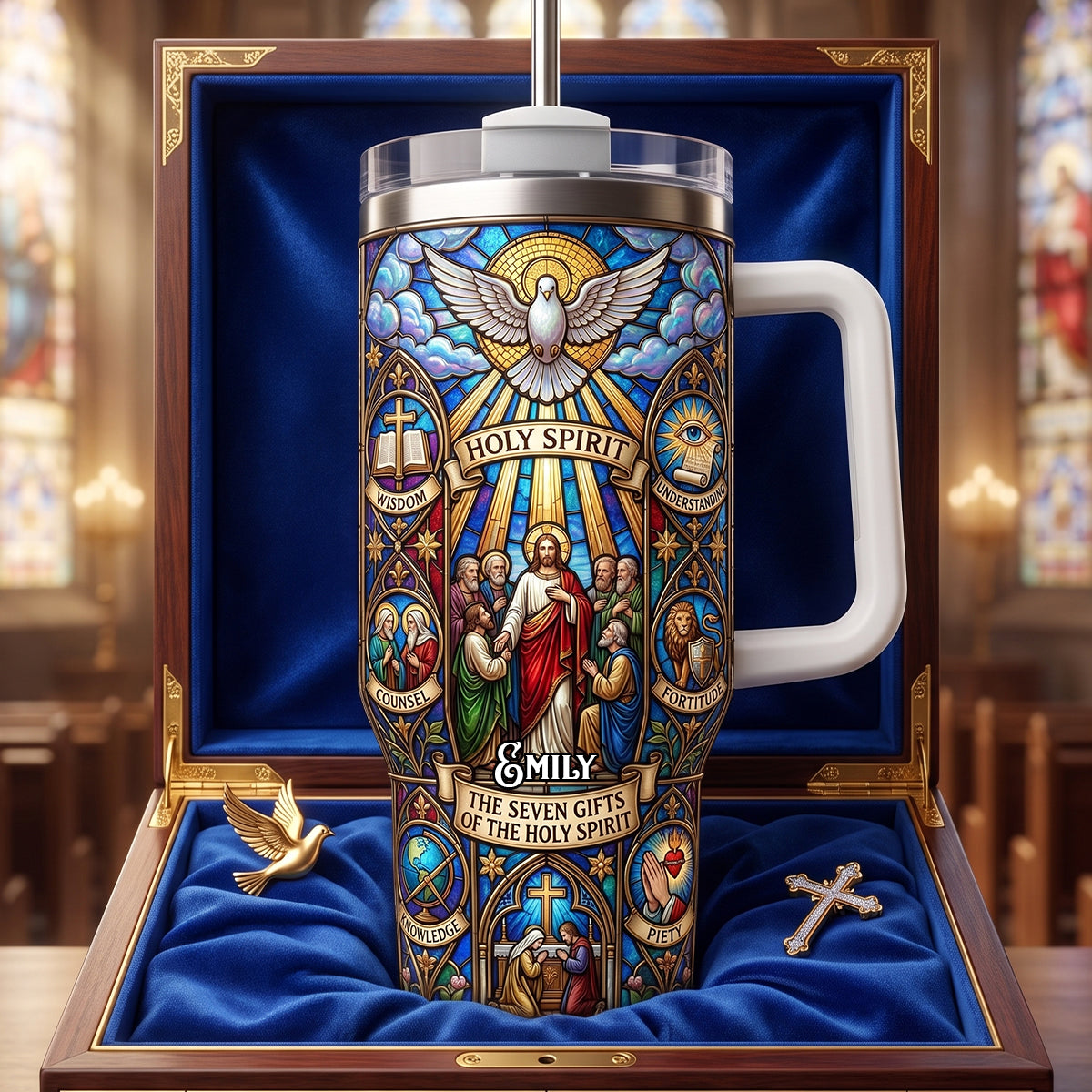 Holy Spirit 40oz Tumbler With Handle - Personalized Gifts For Christians 02padh010726