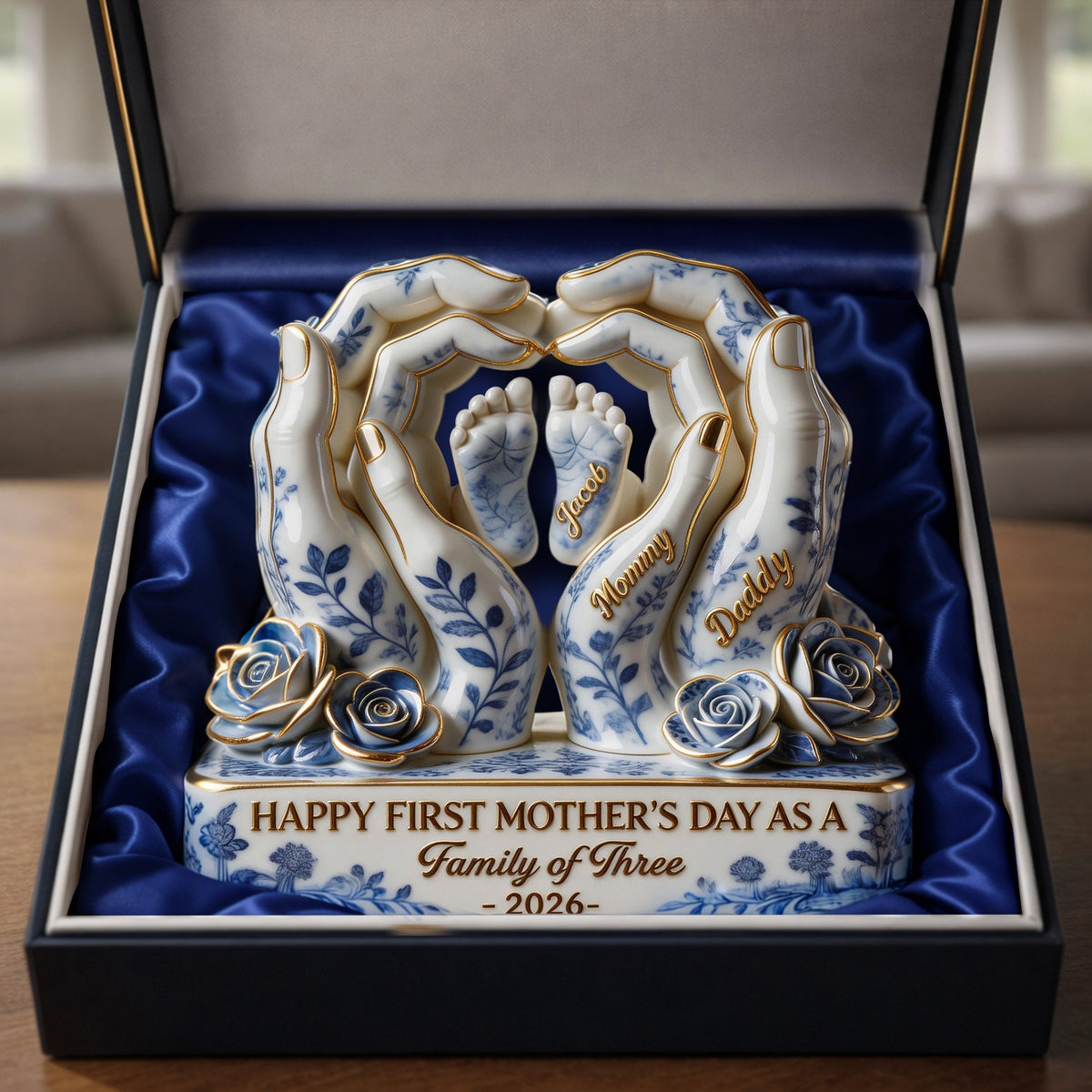 Toile De Jouy Family First Mother's Day Plaque - Personalized Gifts For Moms 02QHLU130326