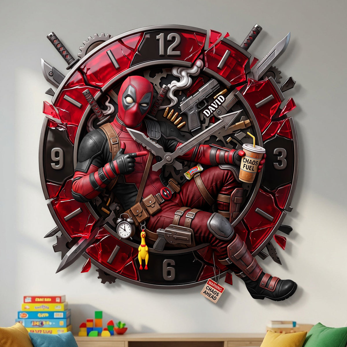 Red Mask Acrylic Wall Clock - Personalized Gifts 01paqn180726