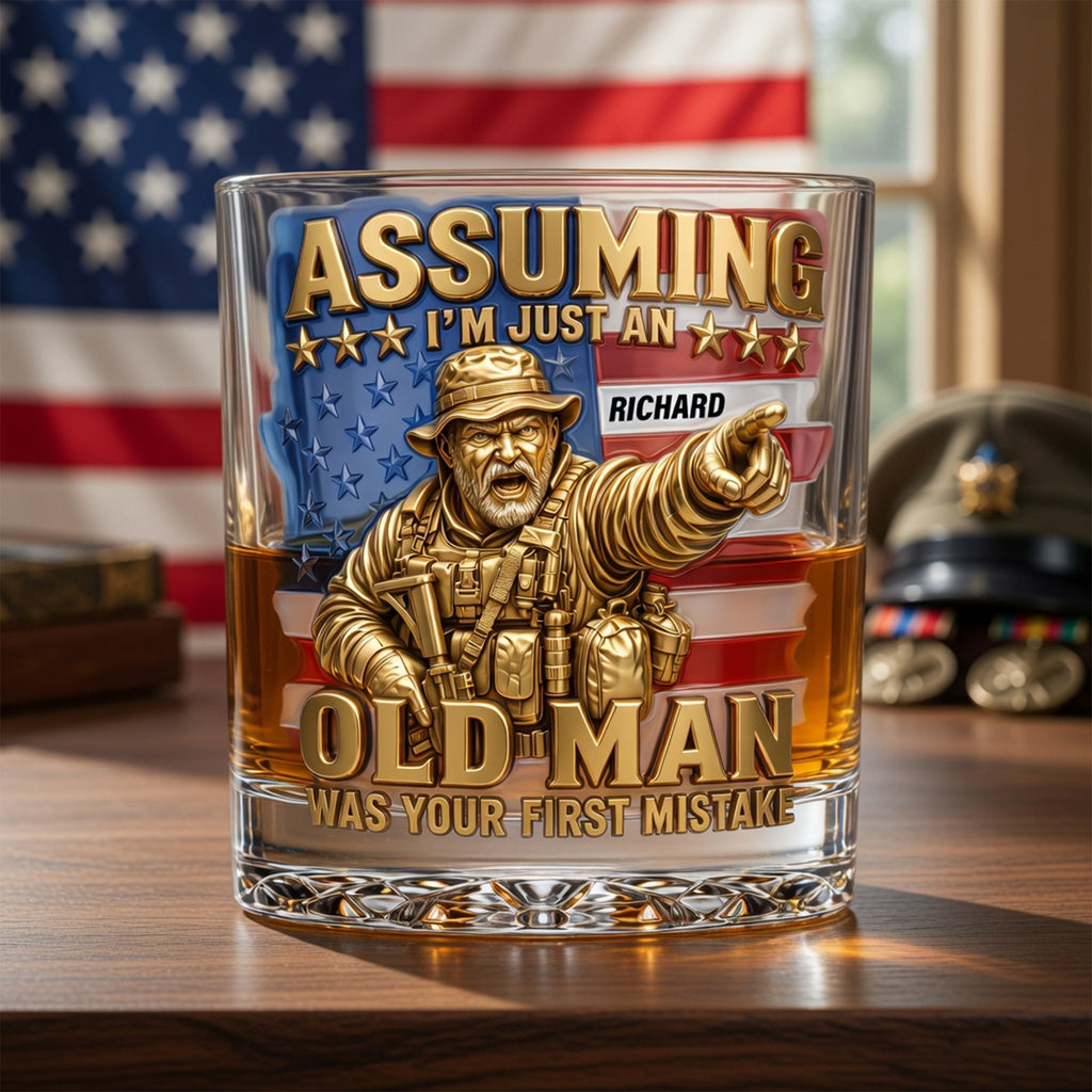 Funny Veteran Round Glass - Personalized Gifts For Veterans 01PAQN070726