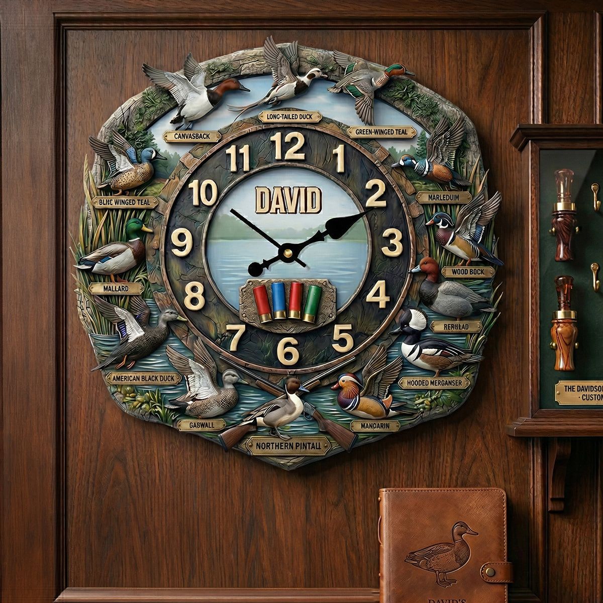 Duck Hunting Hanging Wall Clock - Personalized Gifts For Hunters 02hutn240326