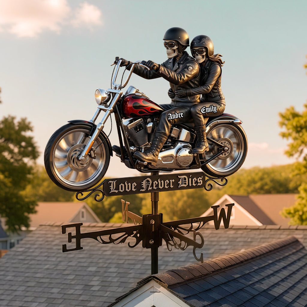 Skeleton Biker Weather Vane - Personalized Gifts For Couple 01nadh280526