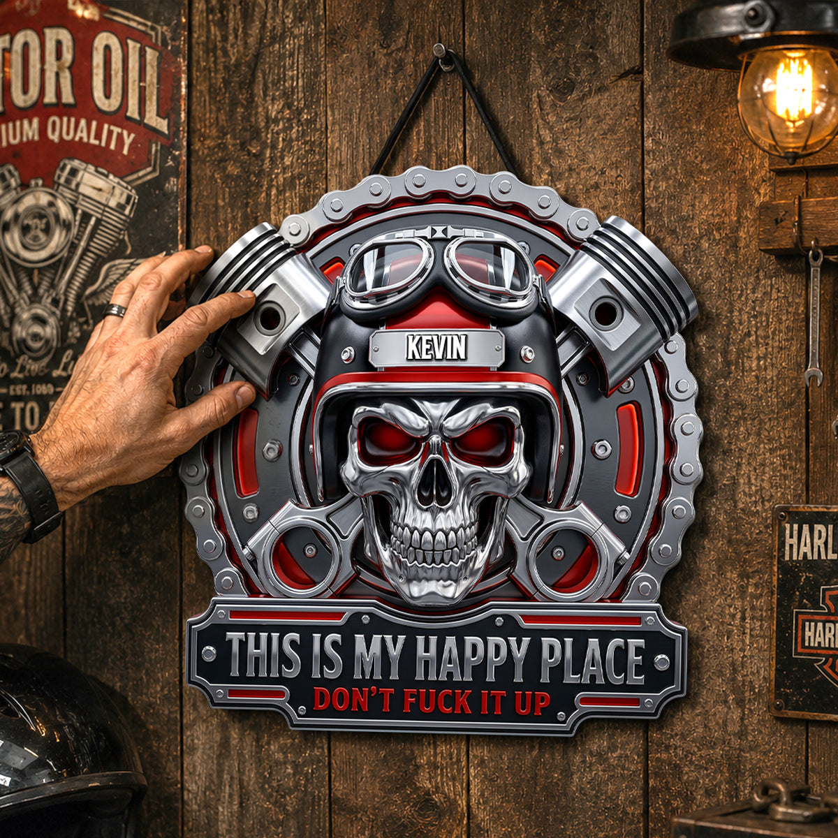 This Is My Happy Place Biker Garage Cut Metal Sign - Personalized Gifts For Bikers 05nadh040626