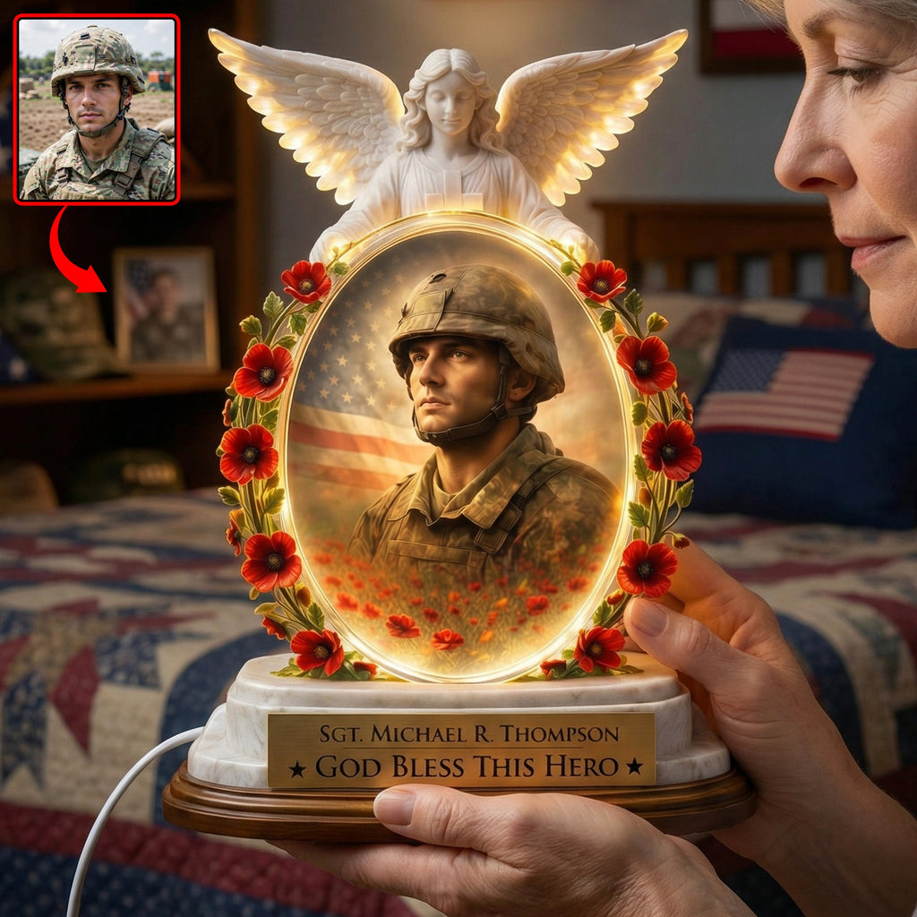 God Bless This Hero - Veteran Memorial Light Box - Custom Photo Gifts For Heaven 03tyqn070426