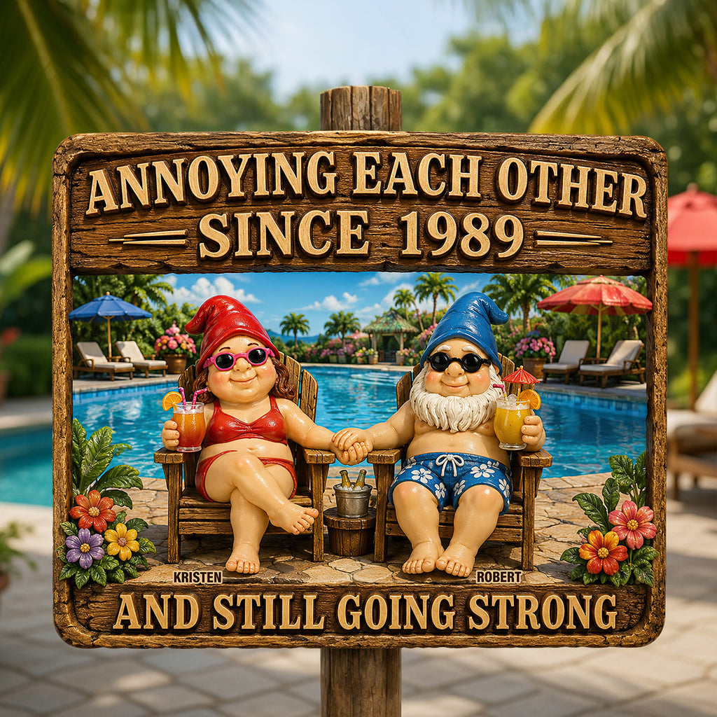 Relaxing Old Couple Metal Sign - Personalized Anniversary Gifts For Couples 02NADT170626