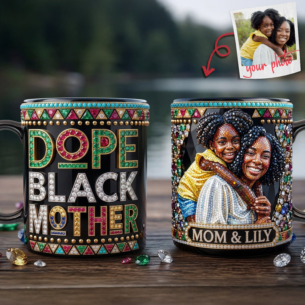 Custom Photo Black Mom Coffee Mug - Personalized Gifts For Mom 01huta130426