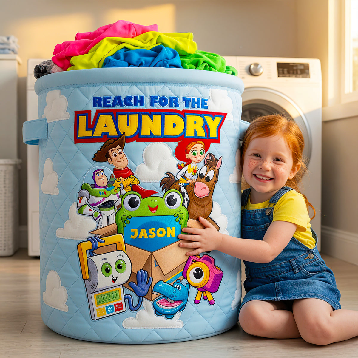 Reach For The Quilted Laundry Basket - Personalized Gifts 03todt030726