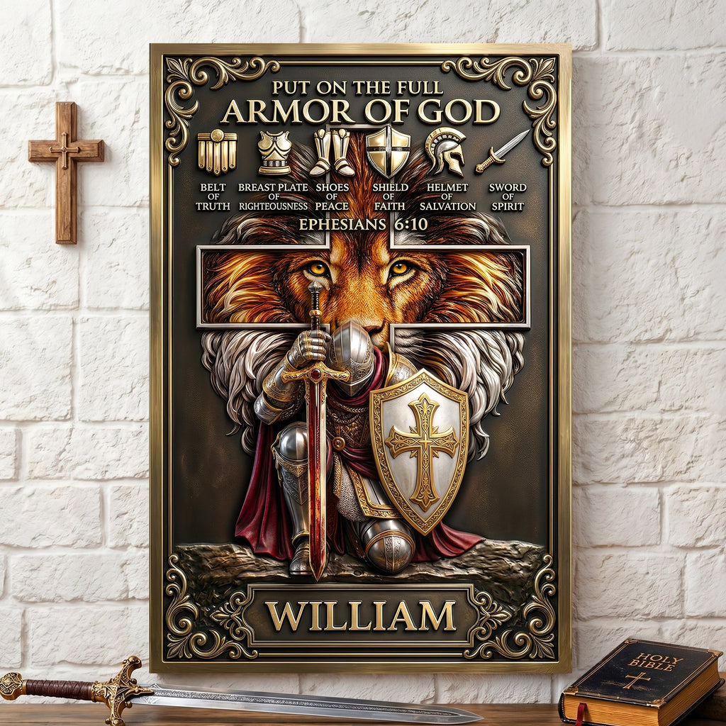 Kneeling Knight Jesus Printed Metal Sign - Personalized Gifts For Christians 01hulu030626