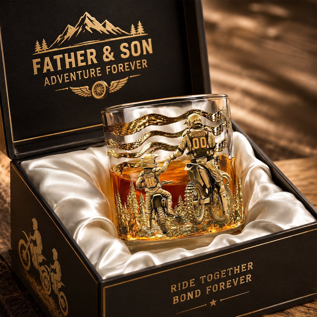 Dad Dirt Bike Round Glass - Personalized Gifts For Dad 05tglu140526