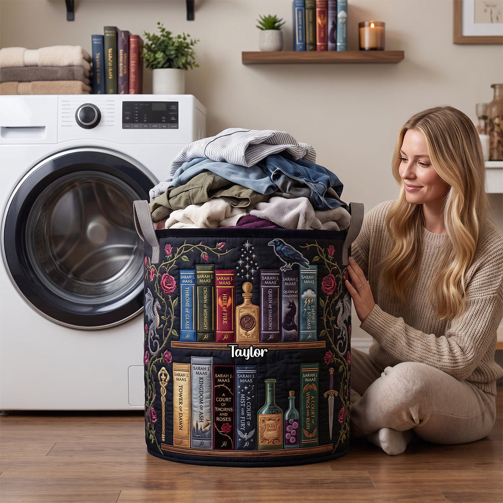 Romantasy Collection Quilted Laundry Basket - Personalized Gifts For Book Lovers 04qhdh130726