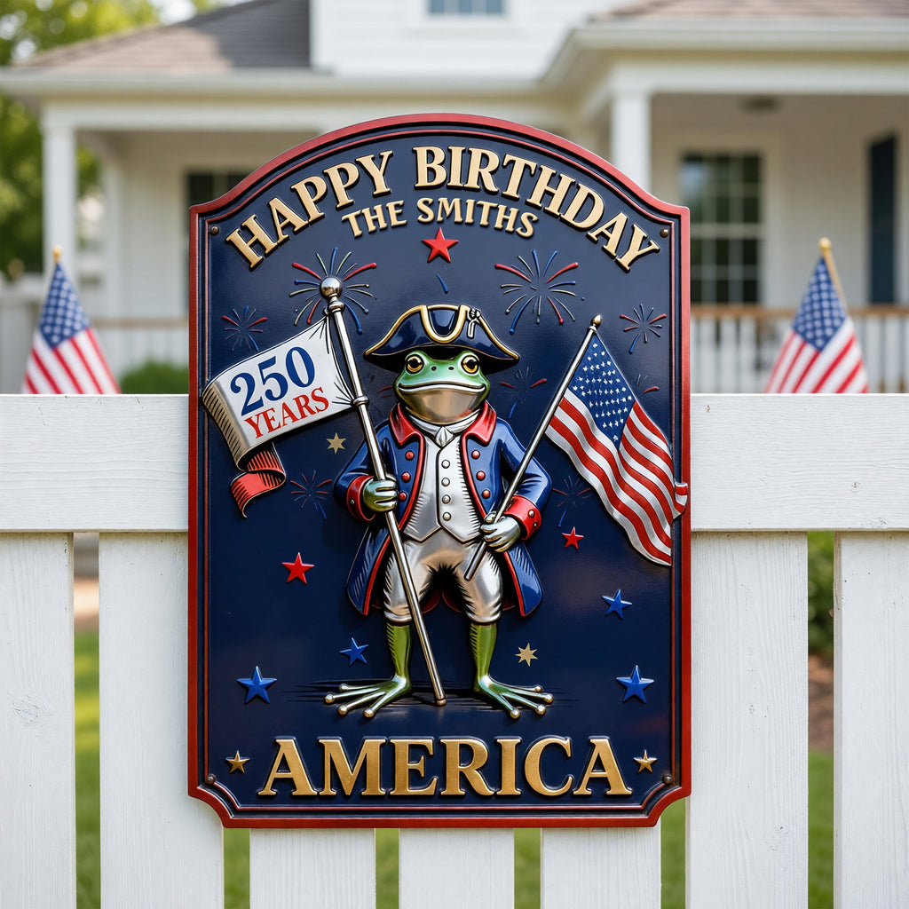 Revolutionary Frog Metal Sign, Personalized Decor Gifts For Patriots 01qhqn300526
