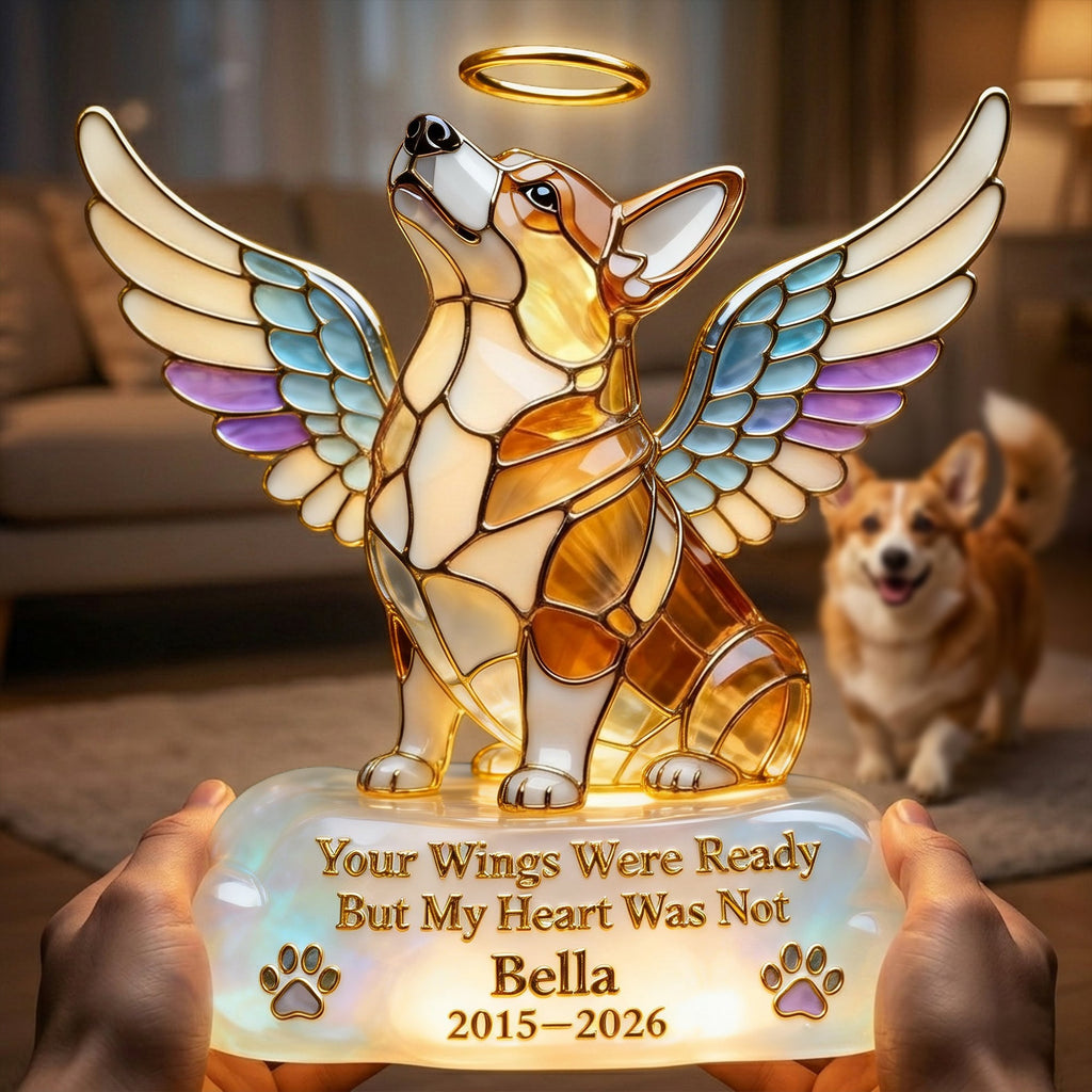 Pet Angel Memorial Light Box, Custom Photo Keepsake To Remember Losted Pets 02qhlu010426
