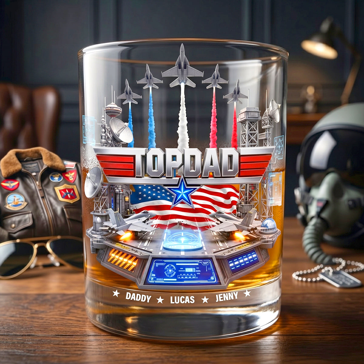 Sky Commander Round Glass - Personalized Gifts For Dad 02ohtn180526