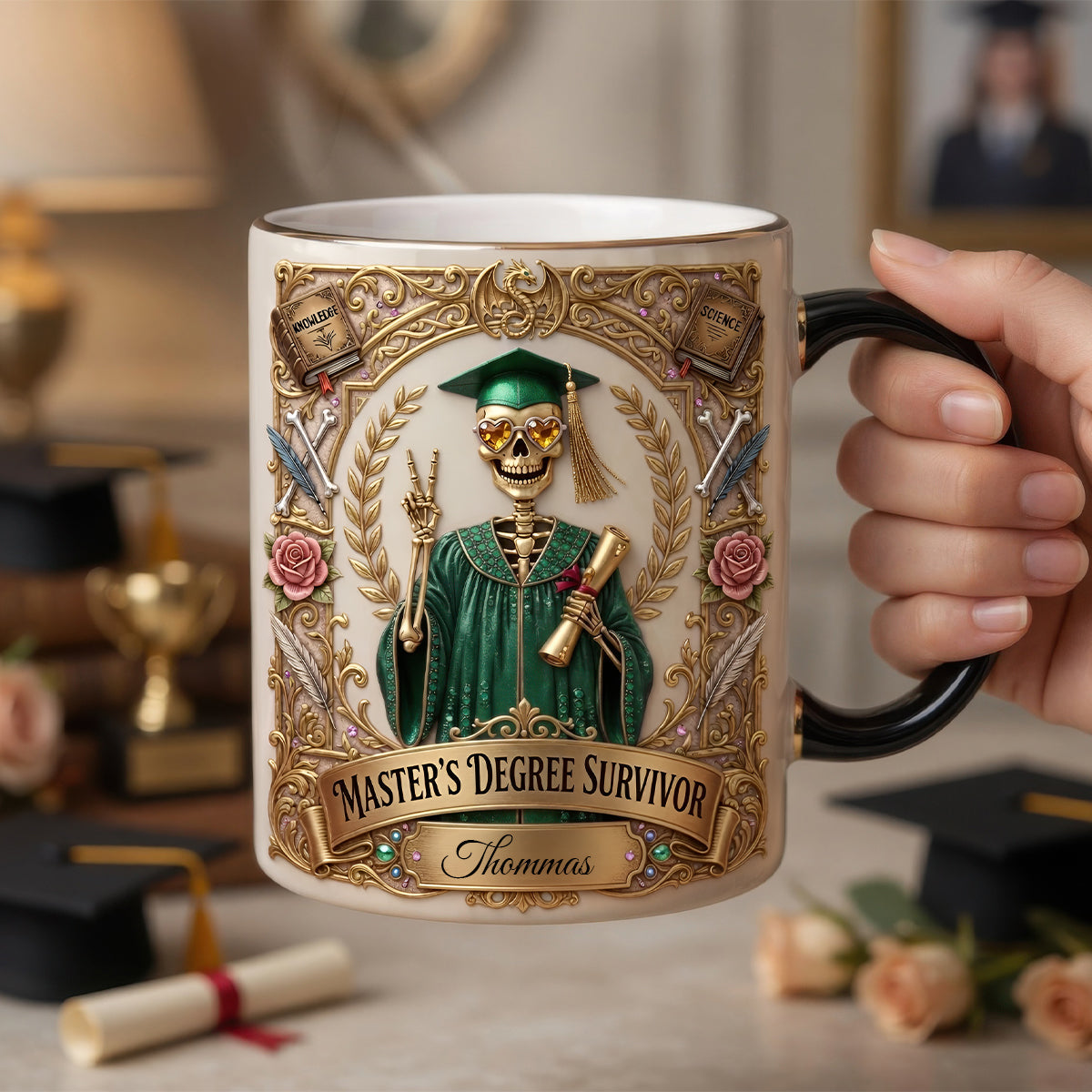 Lovely Skeleton Celebrate Graduation Magic Mug - Personalized Gifts For Graduates 02tydh250426