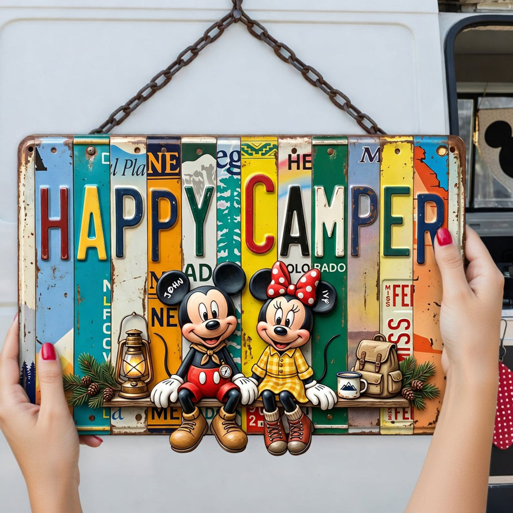 Happy Camper Metal Sign - Personalized Gifts For Couples 04nalu220626