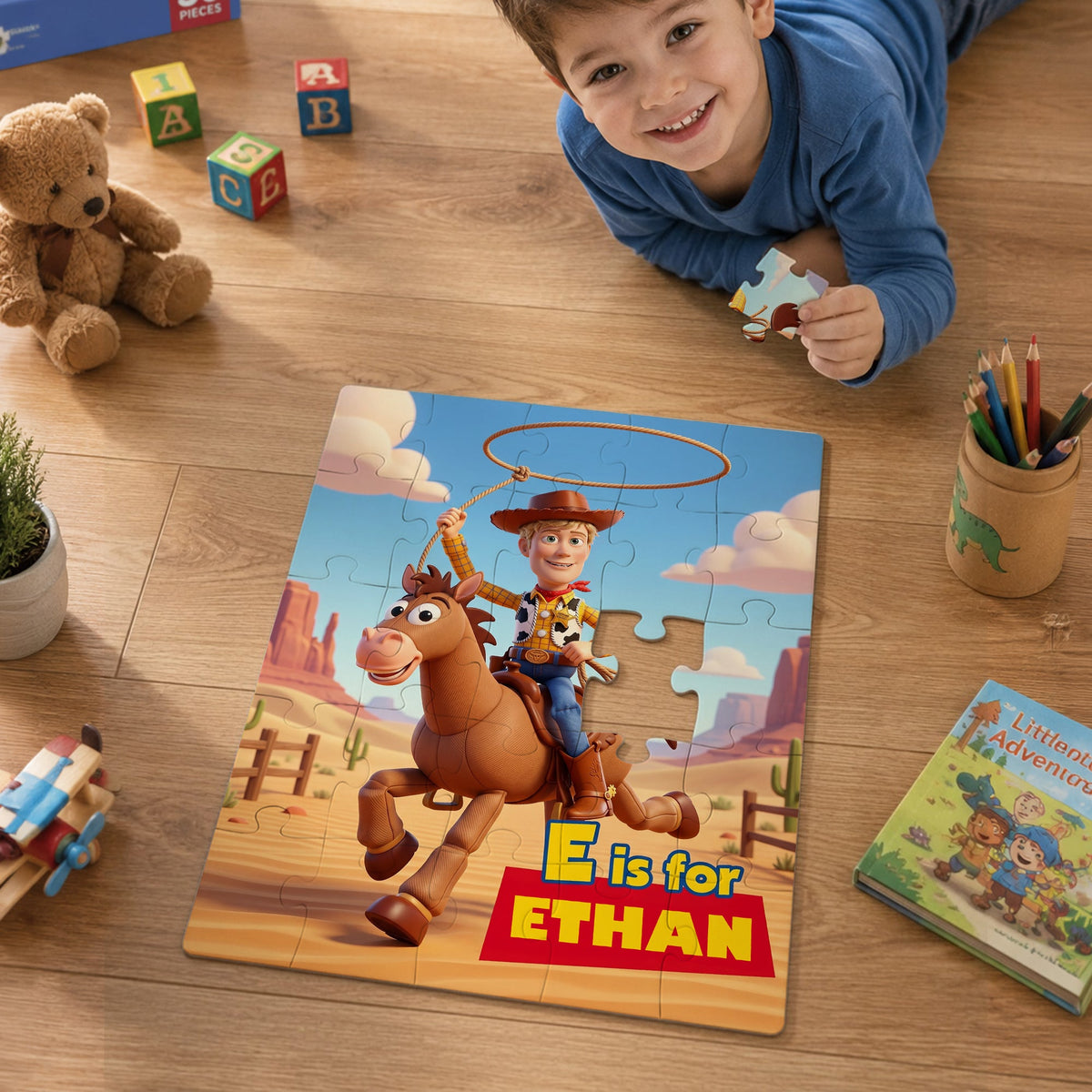 Custom Photo Cowboy Jigsaw Puzzle - Personalized Gifts For Kids 01hulu250626