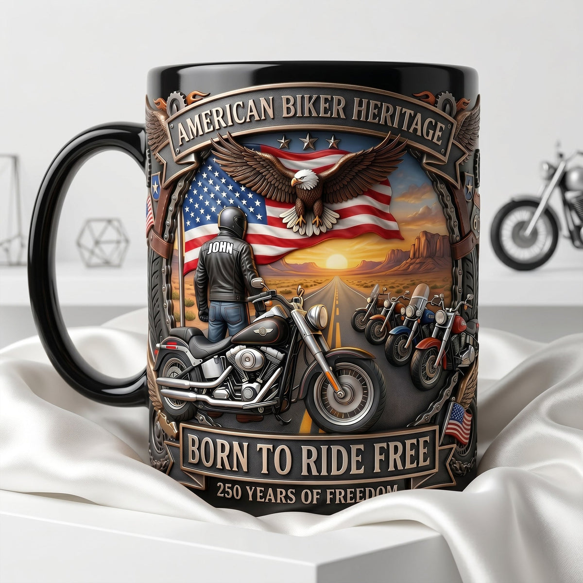 American Biker Heritage Coffee Mug - Personalized Gifts For Motorcycle Lovers 04tylu250626