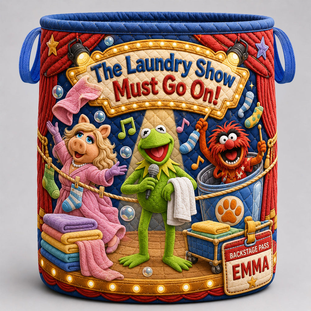 The Laundry Must Go On Quilted Laundry Basket - Personalized Gifts 03haqn180726