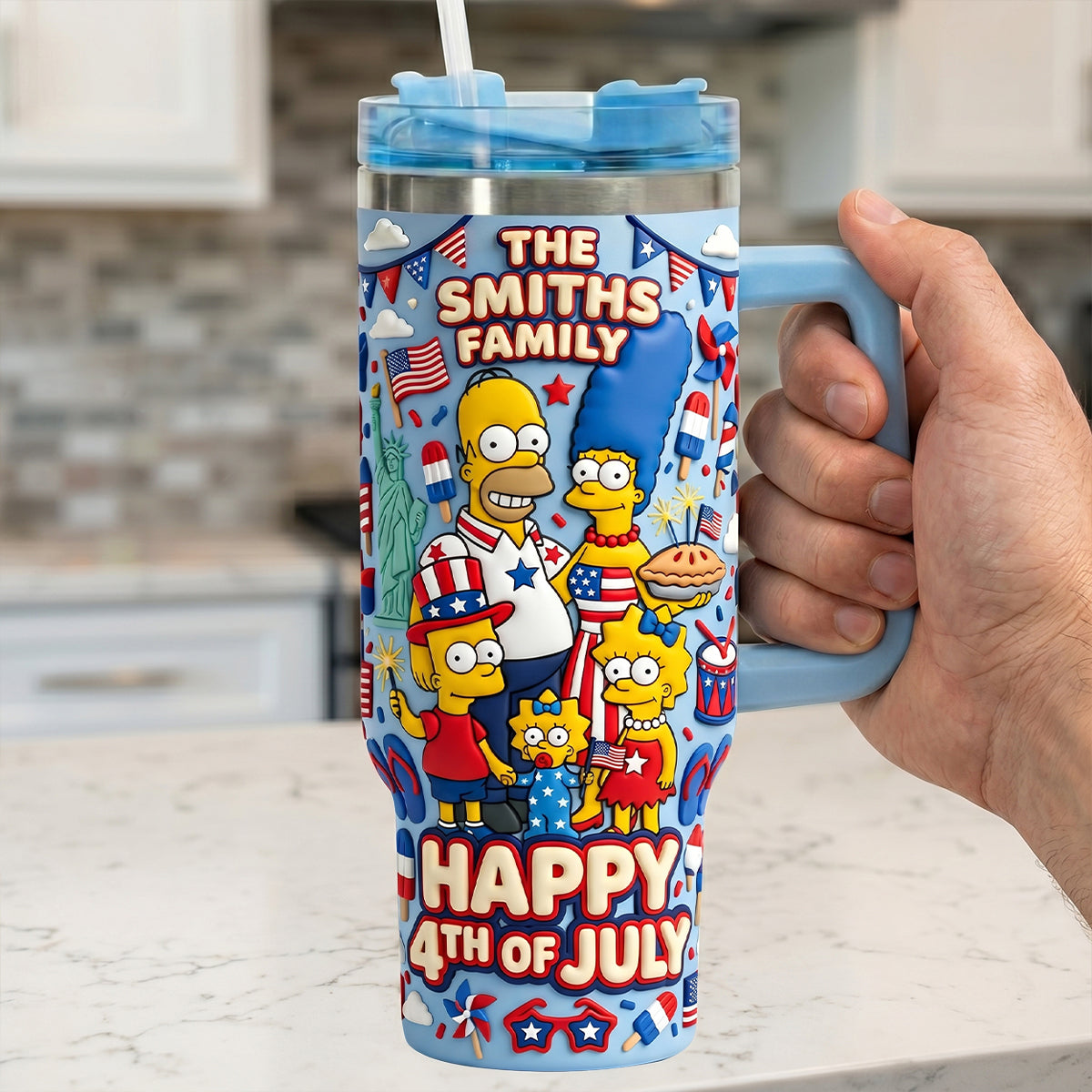 Celebrated 4th Of July Colorful 40oz Tumbler With Handle - Personalized Gifts For Patriots 04patn200626