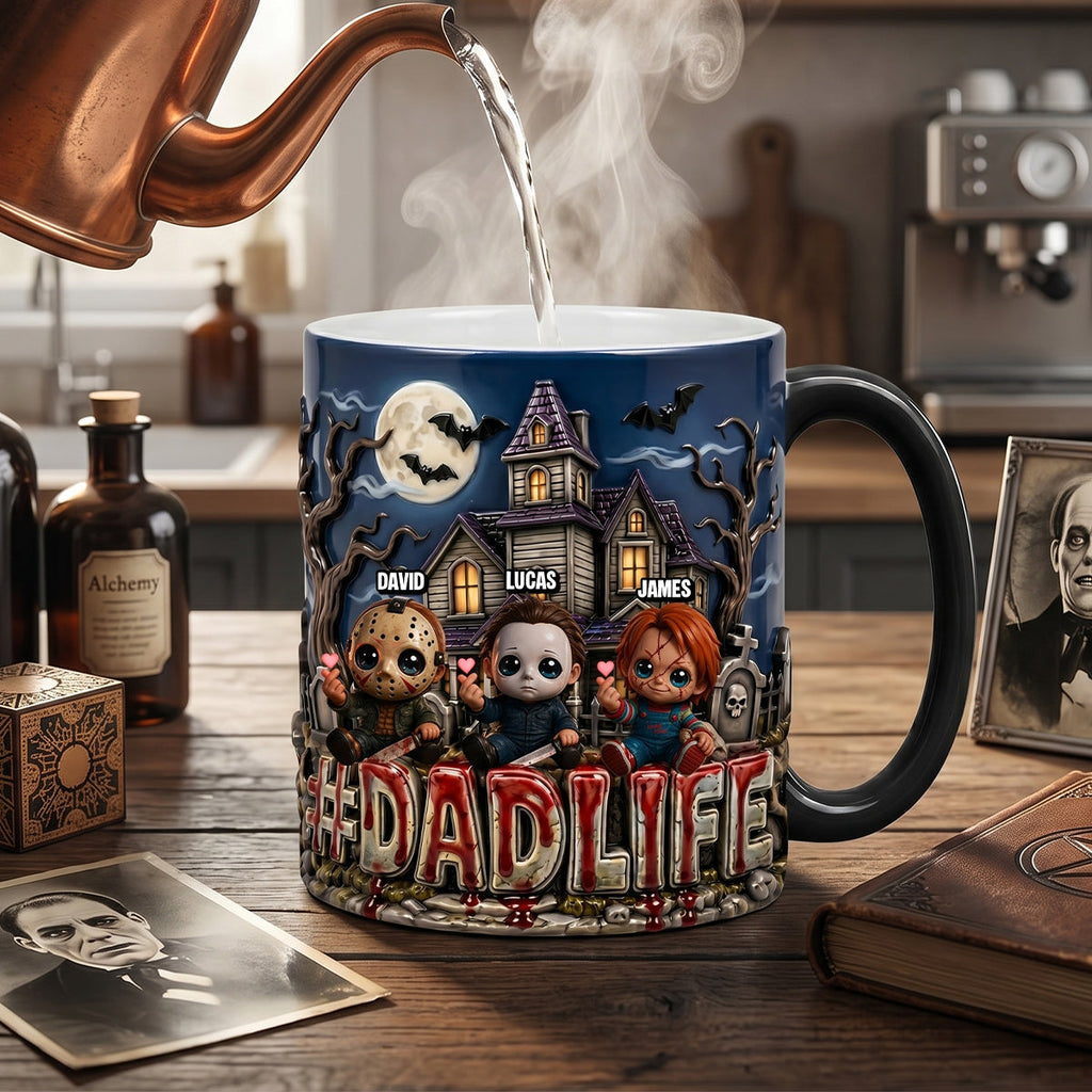 Dad Life With Little Horrors Magic Mug - Personalized Gifts For Dads 05patn120526