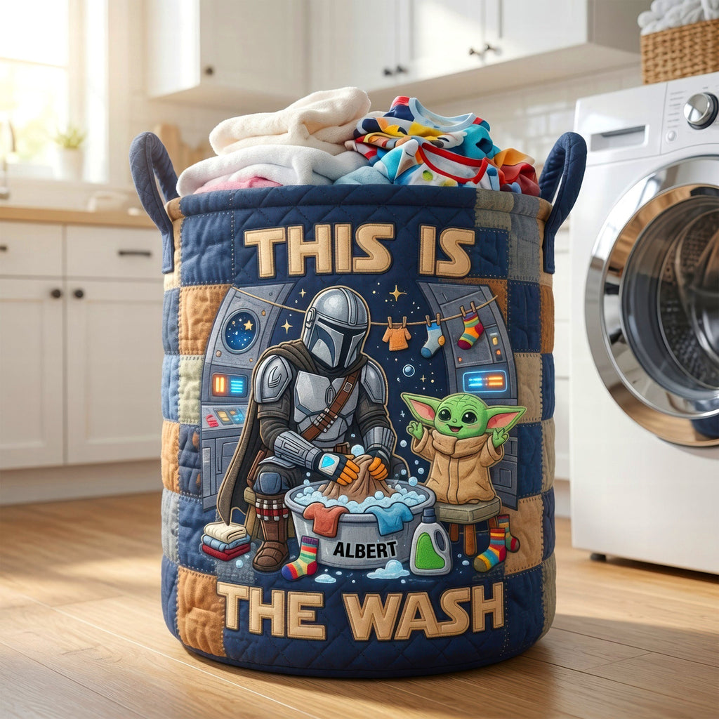 Legend Warrior Doing Laundry Quilted Laundry Basket - Personalized Gifts 08tyqn090726