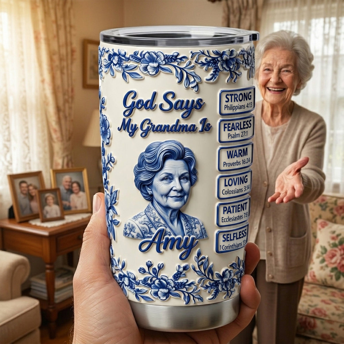 Toile De Jouy Christian Tumbler - Custom Photo Gifts For Mom And Grandma 01tylu030426