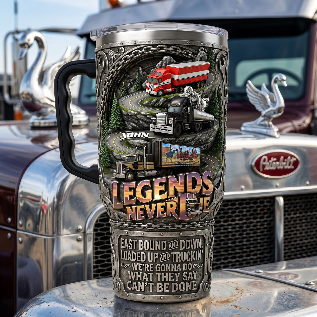 Classic Truck Legend 40oz Tumbler With Handle - Personalized Gifts For Truckers 078qhlu080626