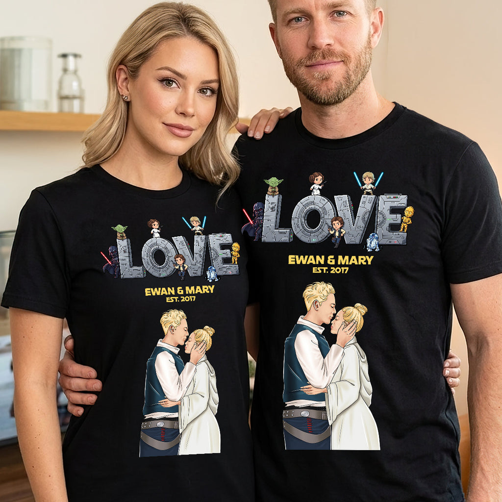 Side View Couple Kiss Shirt - Personalized Gifts For Couple 01HUDT060626