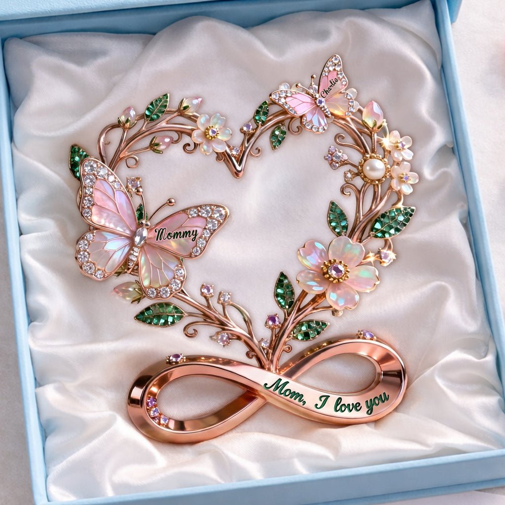 Stunning Butterflies On Mom Heart Acrylic Plaque, Personalized Gifts For Mom & Grandma 05qhlu060326