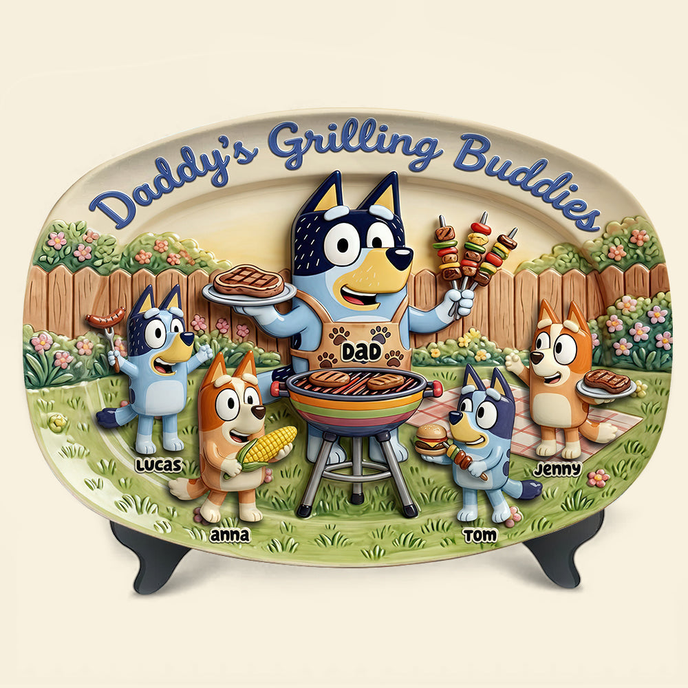 Daddy's Grilling Buddies Plate - Personalized Gifts For Dad 01nadt130526