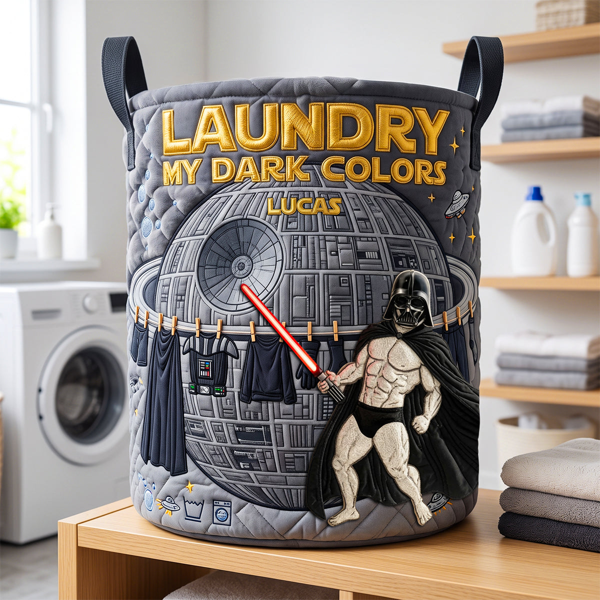 Fun Sorting Laundry Loads Quilted Laundry Basket, Personalized Gifts 02qhdt080726
