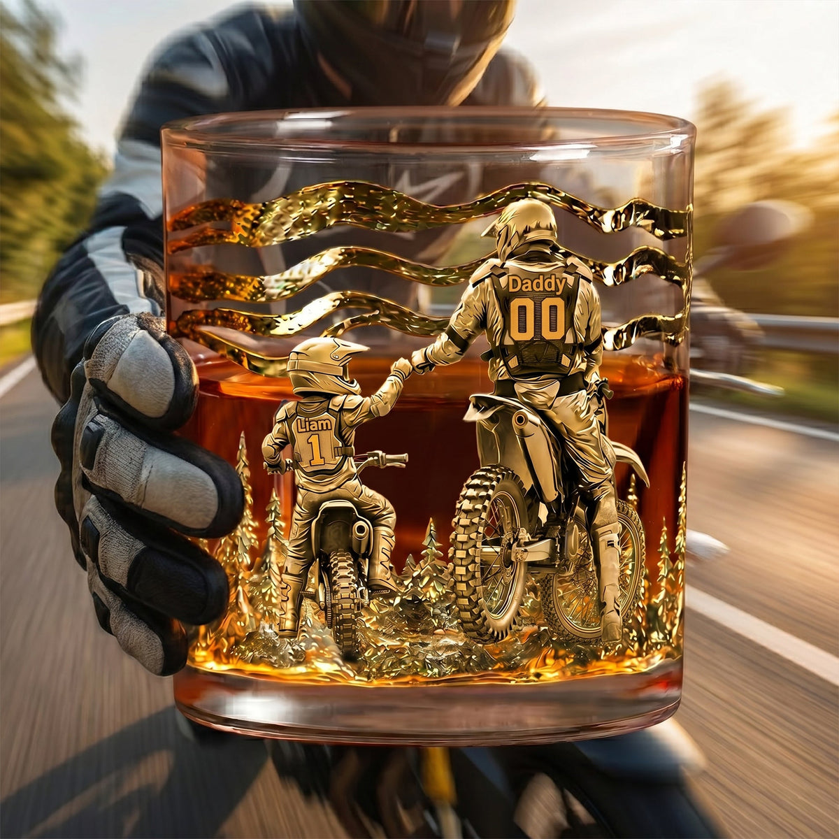 Dad Dirt Bike Round Glass - Personalized Gifts For Dad 05tglu140526