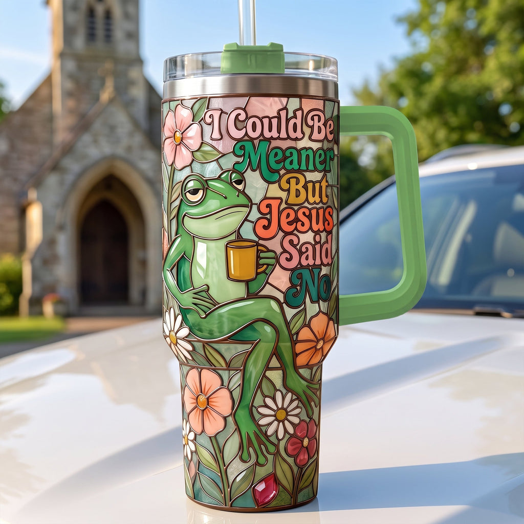 Jesus Mean Frog Tumbler With Handle - Personalized Gifts For Christian 01PAQN170726