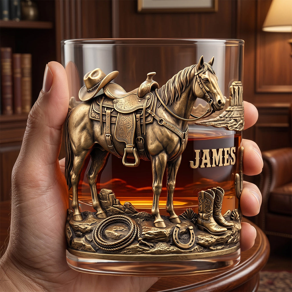 Horse Cowboy Round Glass - Personalized Gifts For Horse Lovers 04TYTN290626