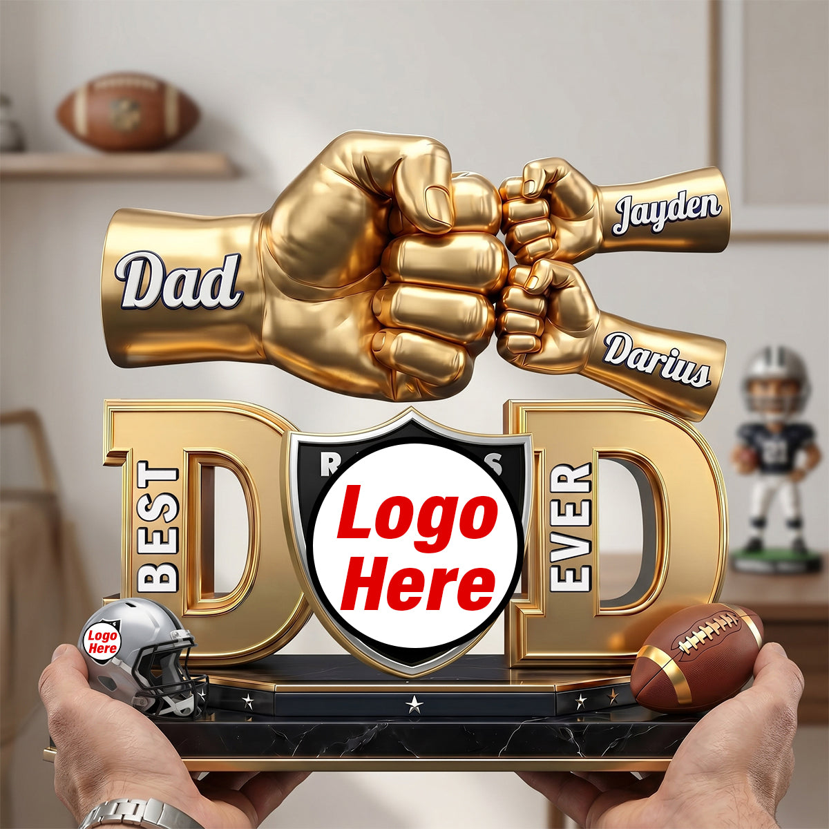 Dad & Kids Fist Bump Acrylic Plaque - Personalized Gifts For Dads 166natn080626