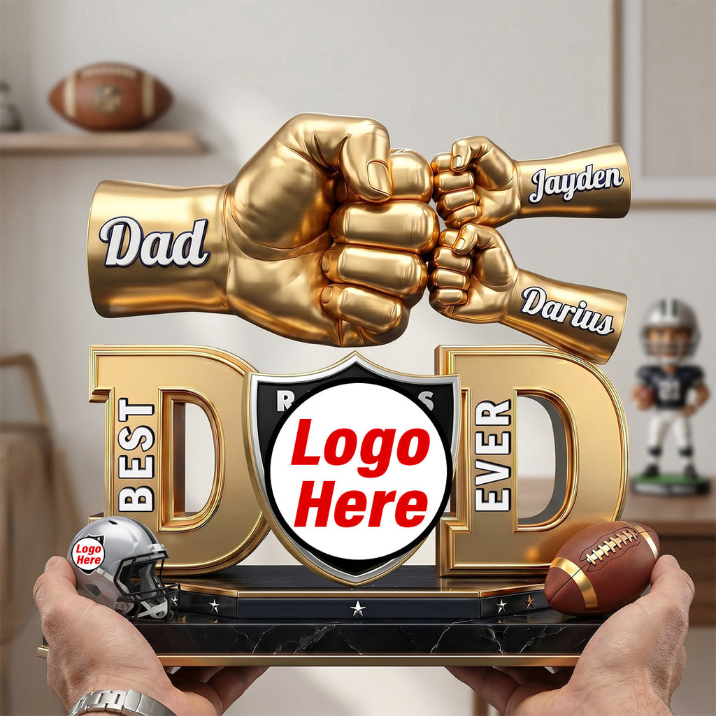 American Football Dad Acrylic Plaque - Champion Dad & Fist Bump - Personalized Gifts For Father