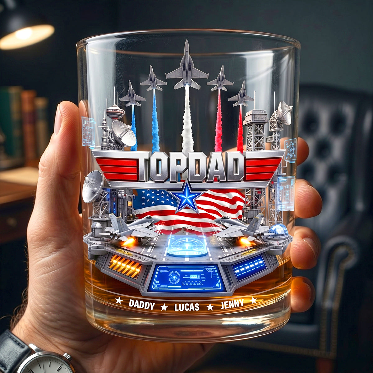 Sky Commander Round Glass - Personalized Gifts For Dad 02ohtn180526