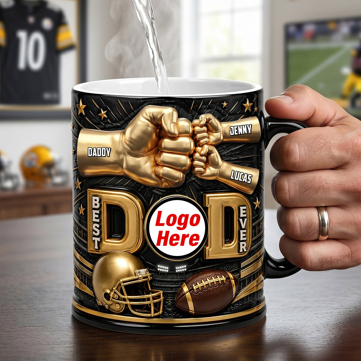 Best American Football Dad Magic Coffee Mug - Personalized Gifts For Dad 02natn190526