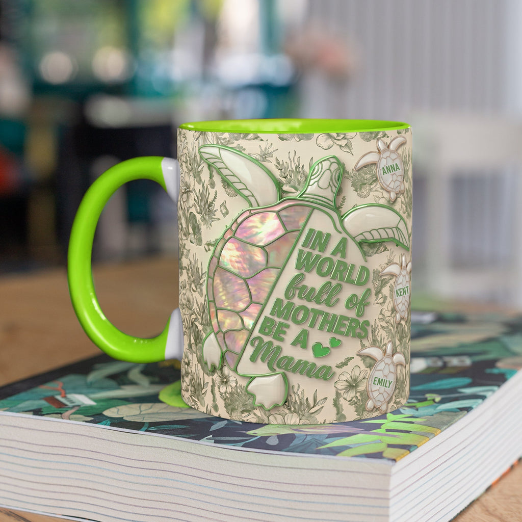 Mama Turtle & Her Babies Accent Mug - Personalized Gifts For Moms 03PAQN150426