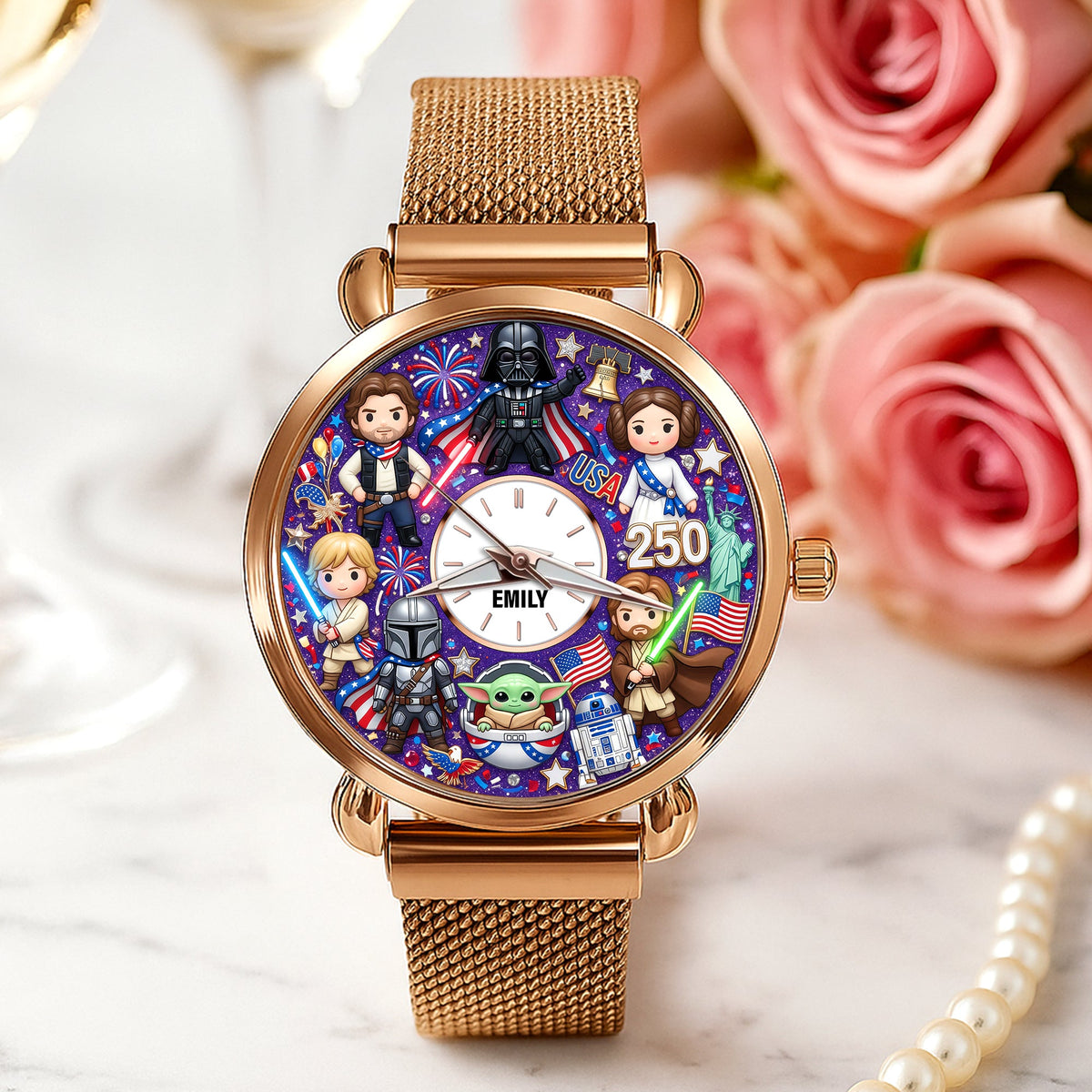 Patriotic Pride Mesh Strap Quartz Watch Personalized Anniversary Gifts 06NAQN080626